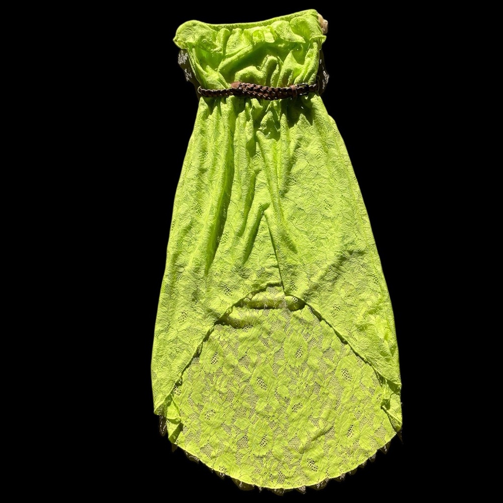 BONGO Strapless Neon Green Lace Dress